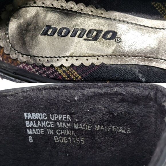 Vtg Y2K Bongo Shoes Bratz Plaid Pumps Round Toe Cut Outs 3.75" Heel Purple Sz 8 - Picture 3 of 10